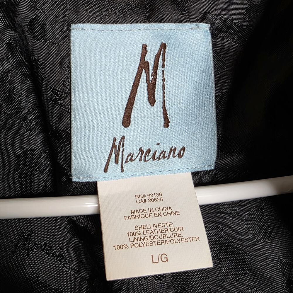 Marciano Black Leather Moto Jacket Gold Hardware Leopard Lining, sz Large - Picture 9 of 9